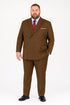 Mens Brown Pinstripe Double-Breasted Suit – Classic 6-Button Business and Vintage Style