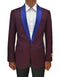 Mens One Button Contrast Shawl Collar Dinner Jacket Burgundy & Royal