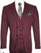 Mens 2 Button Gangster Pinstripe Suit Burgundy