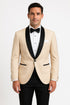 Mens Champagne Light Tan Tuxedo Jacket with Black Shawl Lapel – Classic One-Button Formal Dinner Jacket - Nude Color