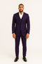 Mens Classic Three-Piece Purple Suit – Formal Slim Fit Tuxedo Set with Vest