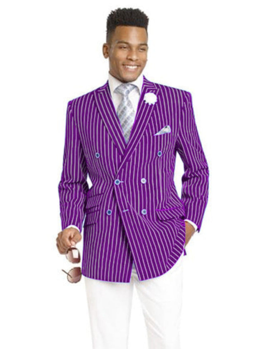 Purple Double-Breasted Military Blazer main image 0