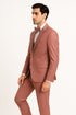 Mens Dusty Pink Three-Piece Slim Fit Tuxedo with Contrast Satin Lapel and Bow Tie