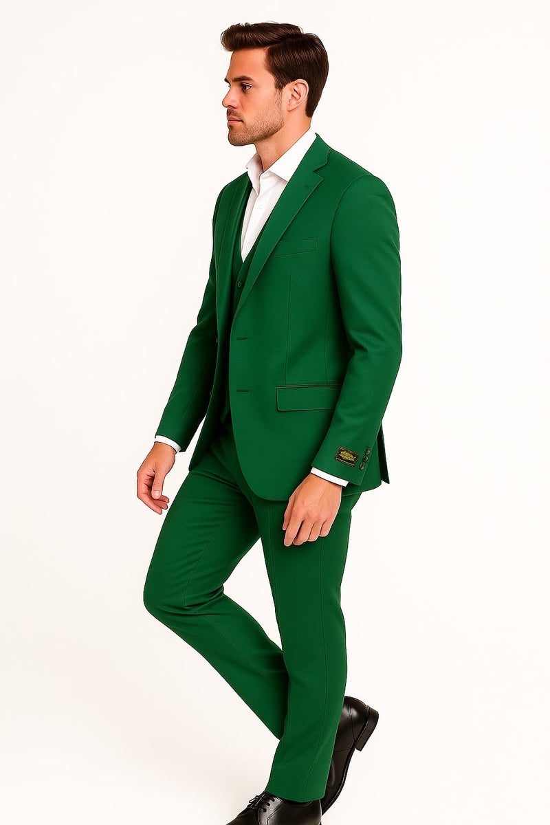 Mens Emerald Green 3-Piece Suit Slim Fit Wedding and Formal Suit by OvercoatUSA Mens Emerald Green 3-Piece Suit Slim Fit Wedding and Formal Suit by OvercoatUSA