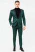 Mens Emerald Green Shiny Stripe Tuxedo Suit – Slim Fit 2-Piece Satin Lapel Dinner Jacket and Pants Ultra slim fit