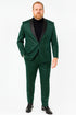 Mens Emerald Green Shiny Stripe Tuxedo Suit – Slim Fit 2-Piece Satin Lapel Dinner Jacket and Pants Ultra slim fit