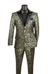 Emerald Green and Gold Floral Tuxedo Suit for Men Perfect Prom or Wedding Suit