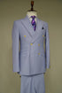 Mens Light Blue Double-Breasted Suit with Gold Buttons – Slim Fit 2-Piece Formal Set in Sky Blue Color