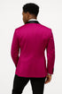 Mens Fuchsia Pink Satin Tuxedo Jacket with Black Peak Lapel – Bold Slim Fit Formal Suit