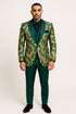 Mens Green and Gold Embroidered Tuxedo – 3-Piece Prom Suit