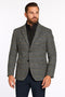 Mens Grey and Blue Glen Check Wool Blazer with Quilted Inner Layer