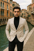 Mens Light Beige Casual Blazer with Slim Fit and Notch Lapel