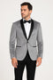 Mens Light Gray Velvet Tuxedo Jacket – Slim Fit Shawl Lapel Formal Blazer + Black Pants Included