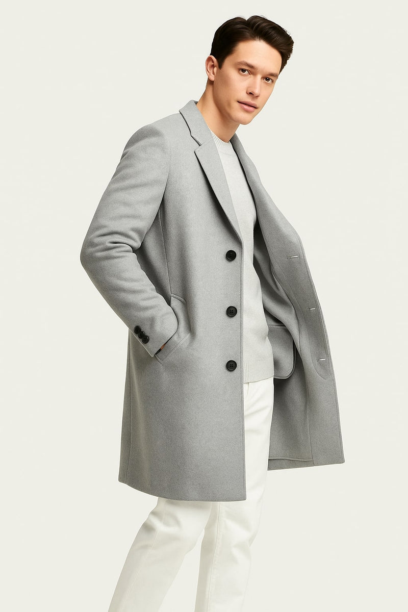 winter dress coat men Mens Light Gray Wool Overcoat – Classic Single-Breasted – OvercoatUSA add a sense of No-Tuck Sport Shirts Halter Neck Satin Bridesmaid Size:S / N4