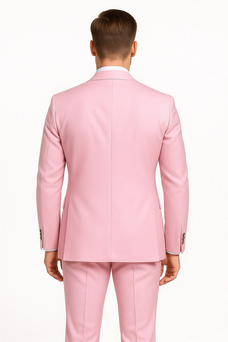 Mens Light Pink Double-Breasted Suit with Gold Buttons – 2-Piece Slim –  OvercoatUSA