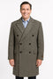 Mens Long Herringbone Wool Overcoat – Classic Double-Breasted Winter Topcoat