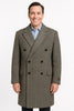 Mens Long Herringbone Wool Overcoat – Classic Double-Breasted Winter Topcoat