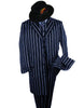 Mens Gangster  Navy and White Chalk Stripe