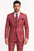Mens Red and White Tartan Suit - Christmas New Year Holiday Suit Party Dance Events