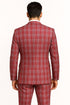Mens Red and White Tartan Suit - Christmas New Year Holiday Suit Party Dance Events