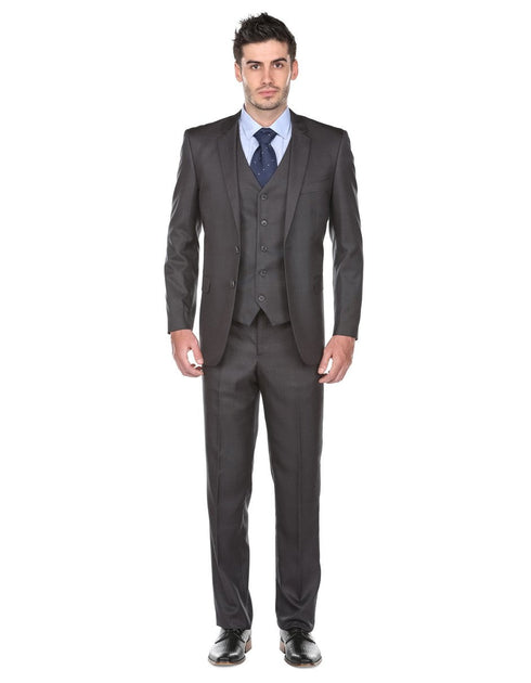 Pleated Suit - Mens Suits With Pleated Pant - Regular Fit Charcoal Grey Suit