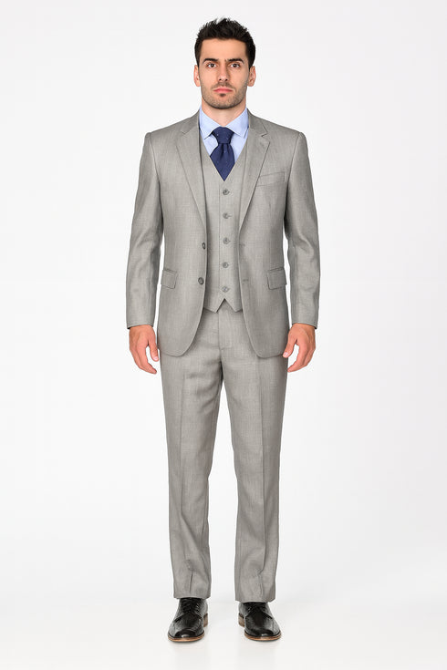Pleated Suit - Mens Suits With Pleated Pant - Regular Fit Light Grey Suit