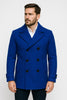 Mens Royal Blue Double-Breasted Wool Peacoat – Alberto Nardoni Collection
