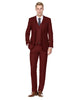 Mens Savvy Slim Vested Suit Burgundy