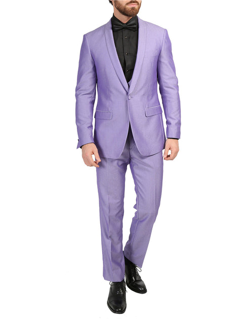 Mens Slim Fit Sharkskin Shawl Prom Tuxedo in Lavender Lavender Prom Tuxedos