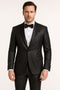 Mens Shiny Black Glitter Tuxedo with Satin Shawl Lapel – Ultra Slim Fit Sparkle Suit for Weddings, Proms & Formal Events