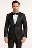 Mens Shiny Black Glitter Tuxedo with Satin Shawl Lapel – Ultra Slim Fit Sparkle Suit for Weddings, Proms & Formal Events