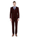 Mens Smart Slim Vested Suit Burgundy