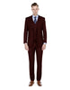 Mens Smart Slim Vested Suit Burgundy