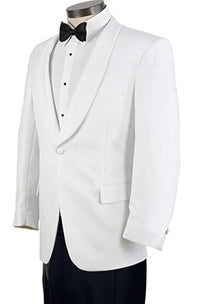 Mens White 1 Button Shawl Lapel Dinner Jacket