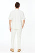 Mens White Banded Collar Two-Piece Set – Short Sleeve Shirt and Pants Banded Collar Linen Fabric