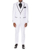 Mens 2 Button Satin Trim Prom Tuxedo in White & Black