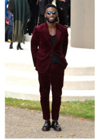 Men's Burgundy ~ Wine ~ Maroon Suit Corduroy Suit 2 Button Style + Jacket Sport coat + Pants Burgundy Suit Cord Jackets