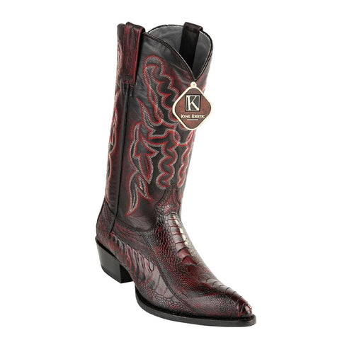 Mens King Exotic Ostrich Leg Boots Black Cherry (4980518)