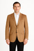 Mens Microsuede Camel Classic Fit Two Button Blazer