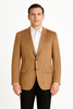 Mens Microsuede Camel Classic Fit Two Button Blazer