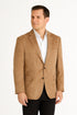 Mens Microsuede Camel Classic Fit Two Button Blazer