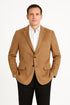 Mens Microsuede Camel Classic Fit Two Button Blazer