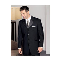 Mens 100% Wool Black Tuxedo Four Buttons Notch Lapel Overcoat