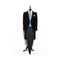 Mens 1 Button Wool Morning Coat With Grey Stripe Black