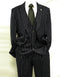 Mens 2 Button Gangster Pinstripe Pattern Suit in Black