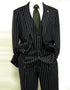 Mens 2 Button Gangster Pinstripe Pattern Suit in Black