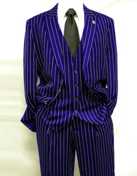 Mens 2 Button Gangster Pinstripe Pattern Suit in Black