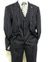 Mens 2 Button Gangster Pinstripe Suit in BLACK / GREY / NAVY / BURGUNDY