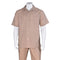Mens 2 piece Sets short sleeve Walking Suit in khaki