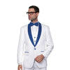 Mens Alberto Nardoni Royal Blue Shawl Lapel White Linen Suit